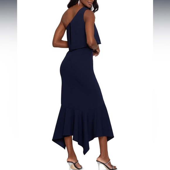 Xscape One Shoulder Pop Over Cocktail  Dress - Picture 2 of 5